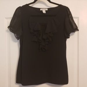WHBM Black Ruffle Shirt